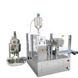 บรรจุภัณฑ์ซีลปากถุงที่ทำไว้ล่วงหน้าอัตโนมัติพร้อมตัวเติม pistion สำหรับของเหลว & วาง